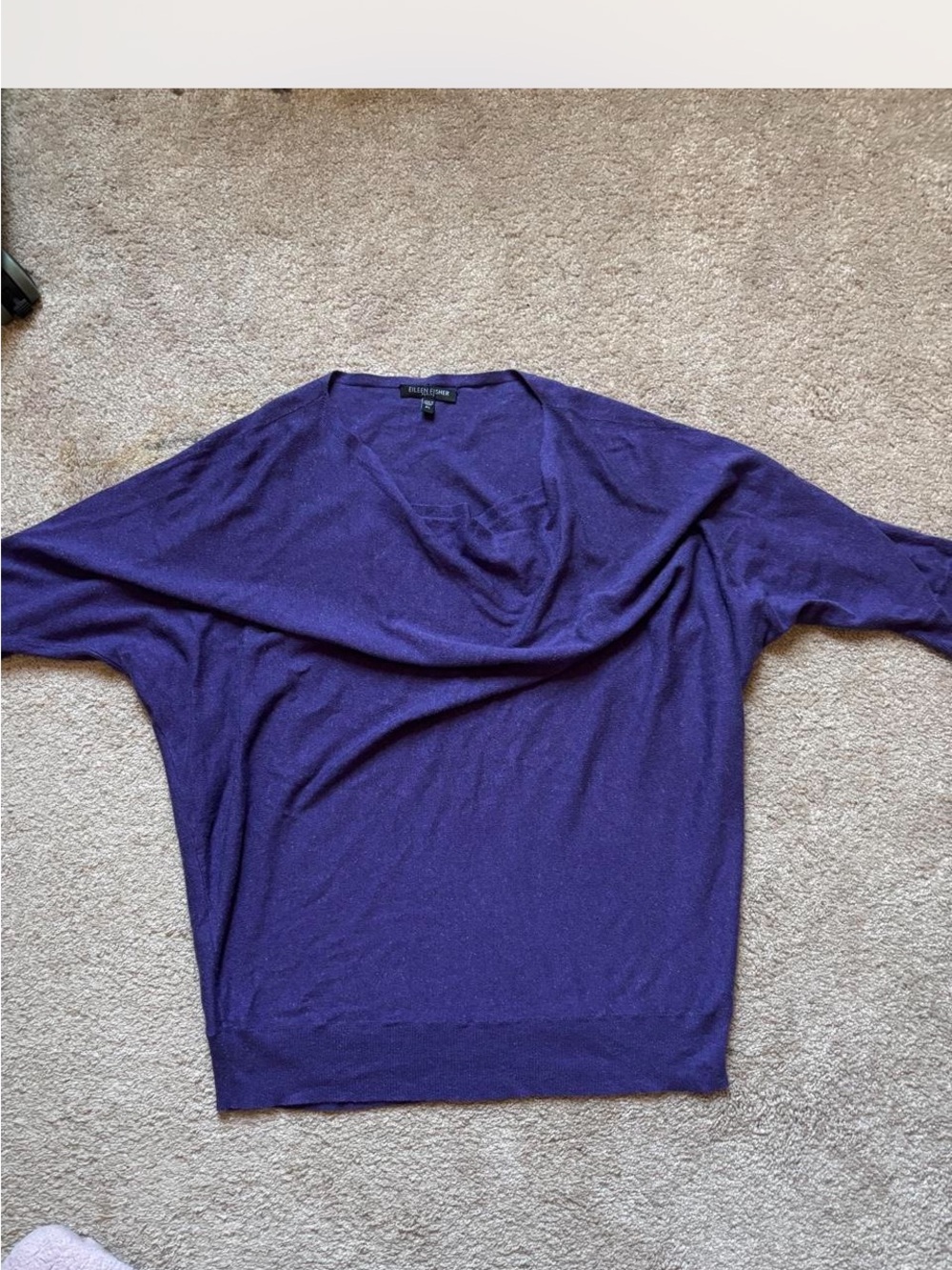 Eileen Fisher Purple Dolman Cowl Sweater